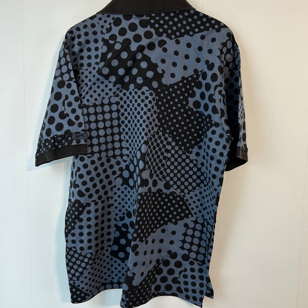 Slazenger Mens Golf Polo Shirt XL Blue Black Polka Dot Golf Club Embroidered - Picture 8 of 13